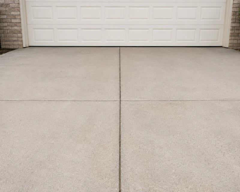 Clean concrete apron in front of a garage door
